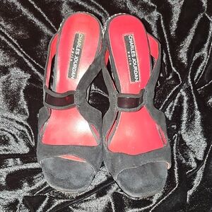 Charles Jourdan Black and Red Heels